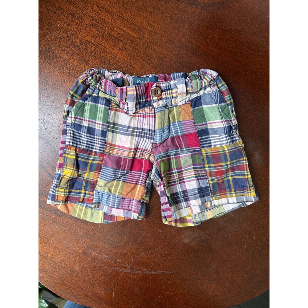 Polo Ralph Lauren Kids Patchwork Madras Plaid Shorts Multicolor 2T Adjustable